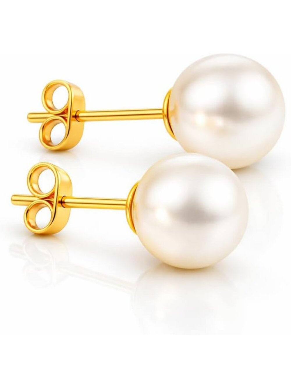 Elegant 14K Gold Freshwater Pearl Stud Earrings - Timeless Jewelry Gift